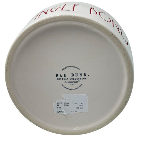 Rae Dunn Jingle Bones Red Letter Dog Bowl 6in Holiday Pet Dish Christmas Ceramic - Picture 10 of 13